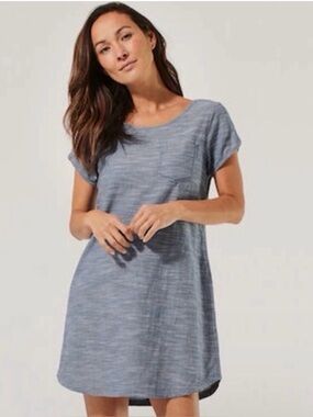 Pact organic cotton chambray color tshirt dress